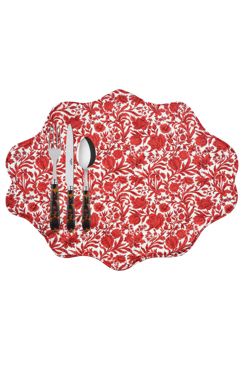 Reversible Wavy Placemat Made With Liberty Fabric in in Sambourne Red & Mitsi Valeria Red