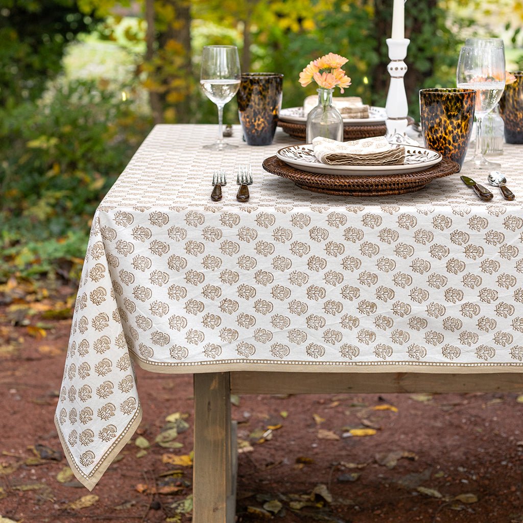 Anika Beige Tablecloth - 60 x 120 inches