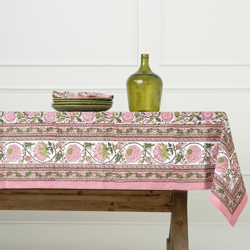 Bohemian Floral Moss & Mauve Tablecloth