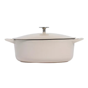 Oval Enameled Cast Iron Dutch Oven in Antique White