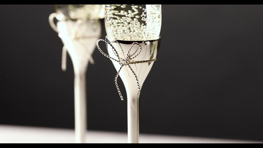 Vera Wang Love Knots Toasting Flutes in Silver, Set of 2