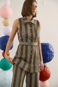 The Juno Pant in Hillcrest Stripe paired with matching Wesley Tunic.