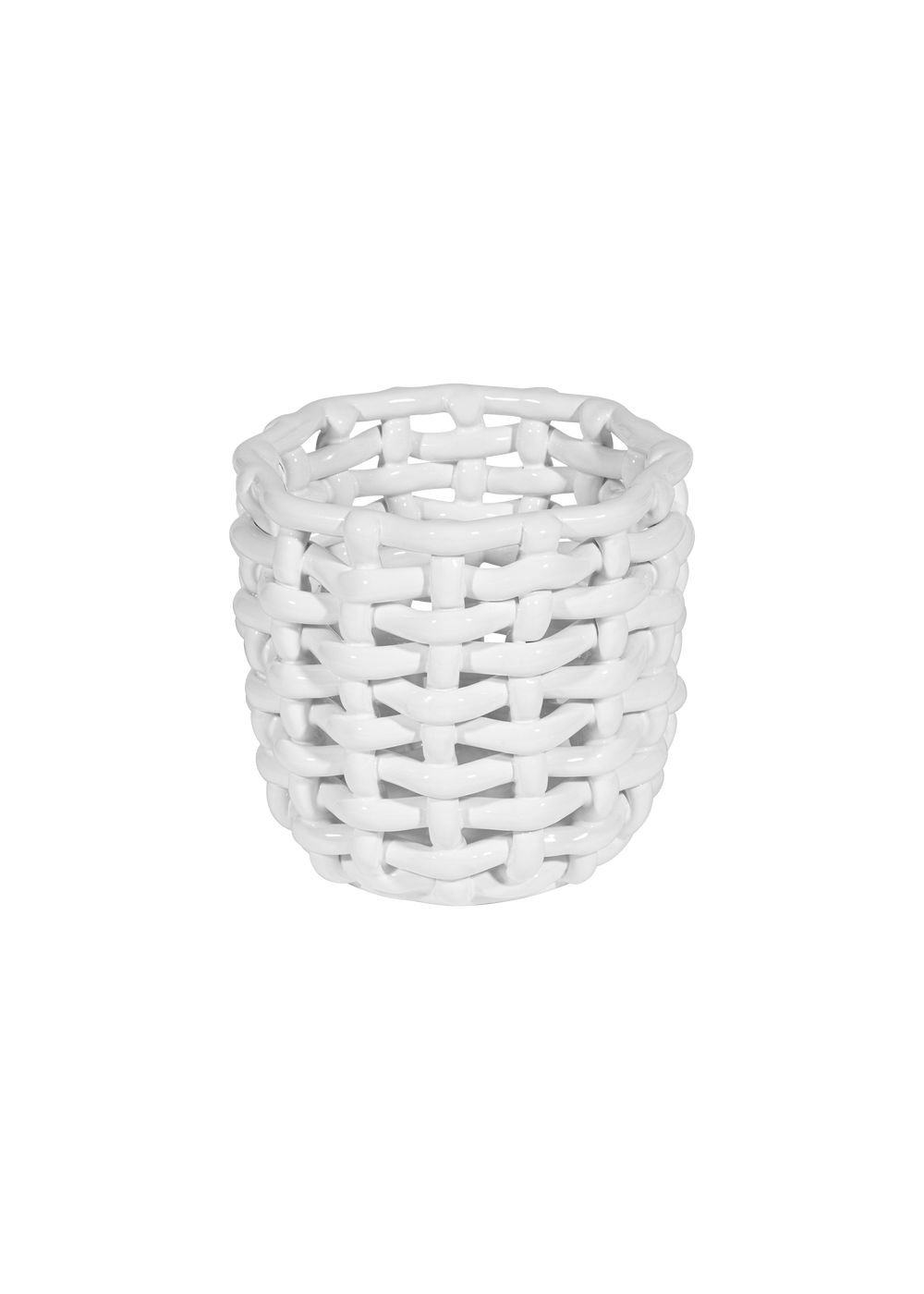 White Basketweave Planter