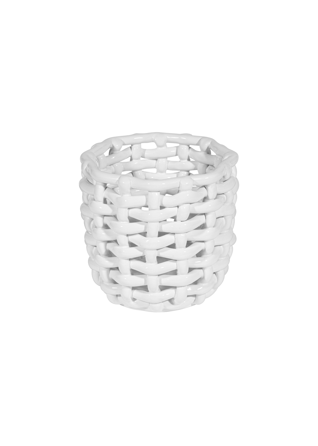 White Basketweave Planter
