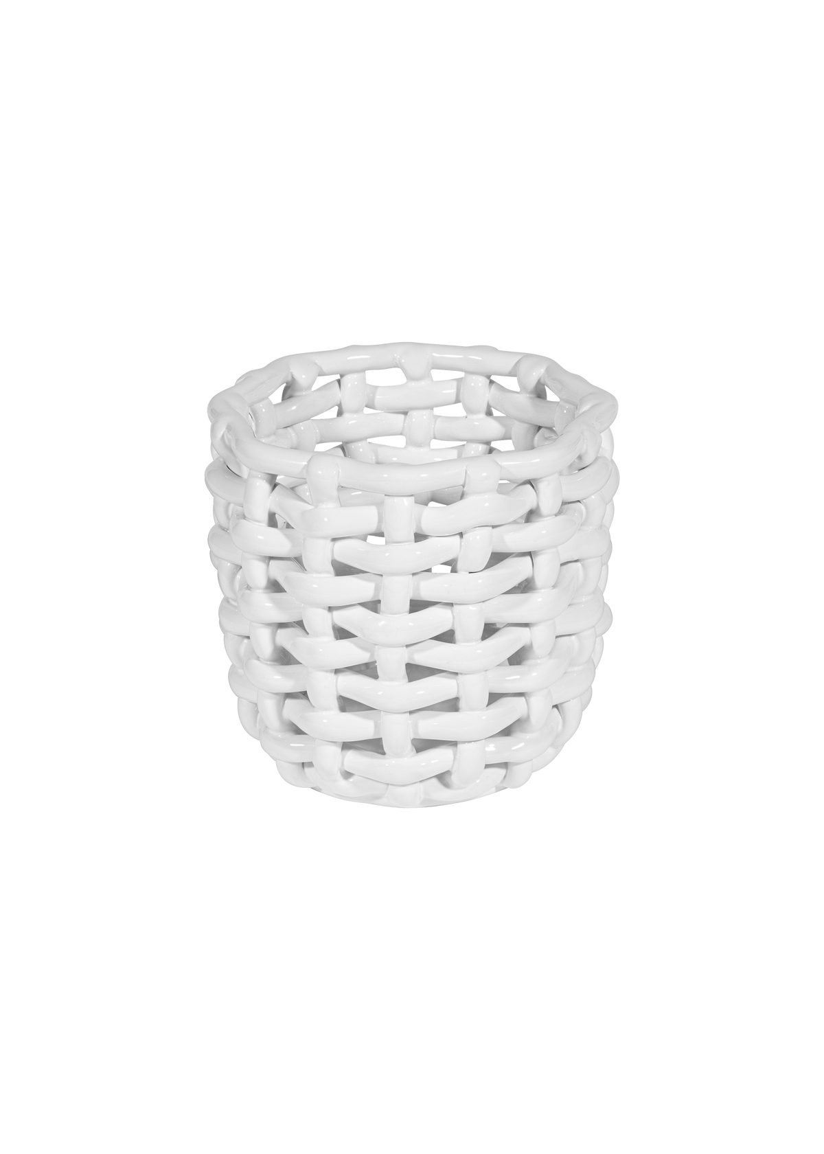 White Basketweave Planter