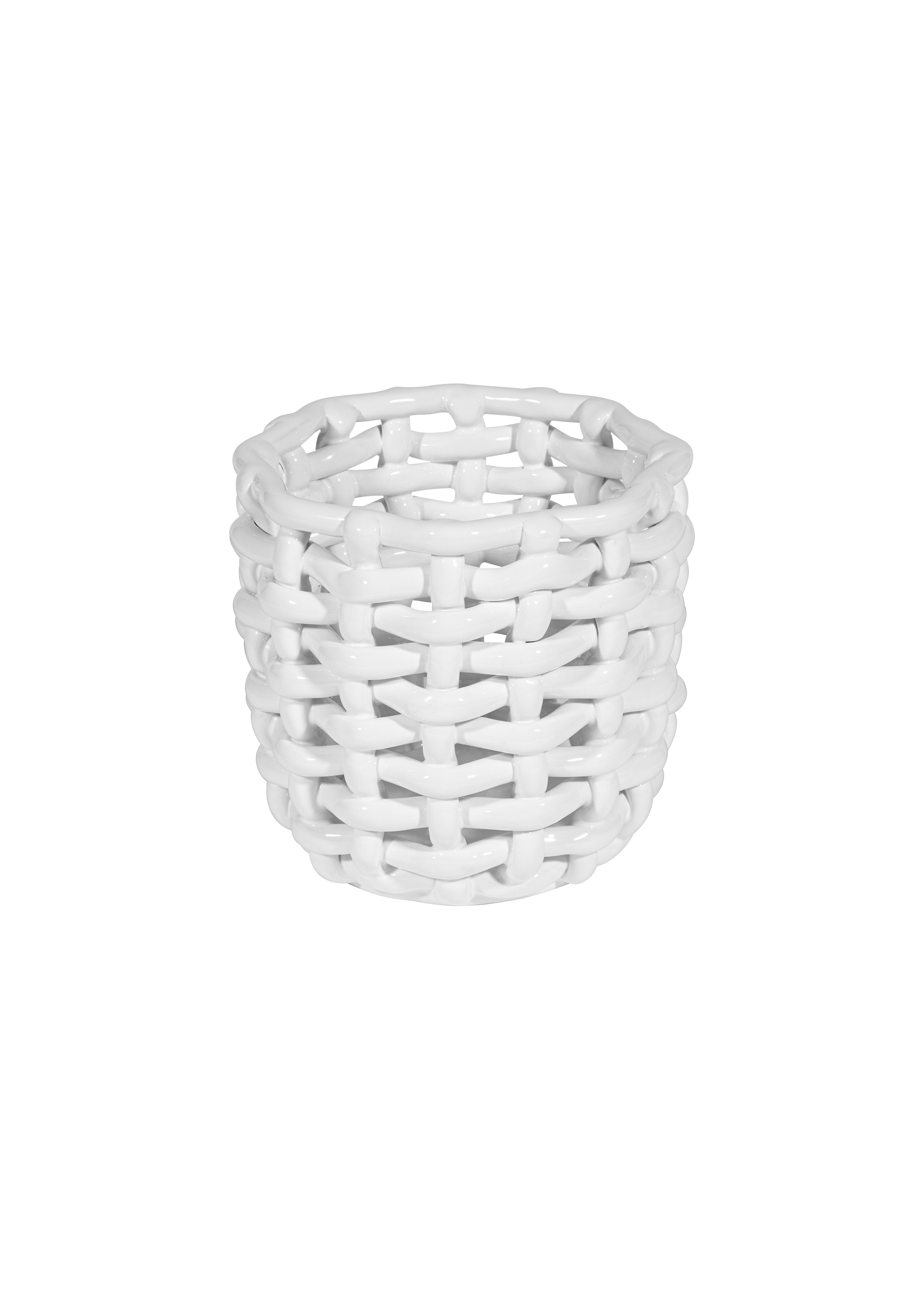 White Basketweave Planter