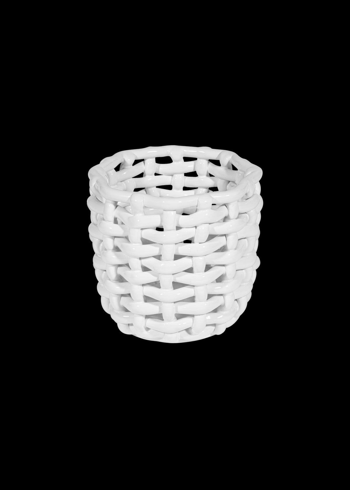 White Basketweave Planter