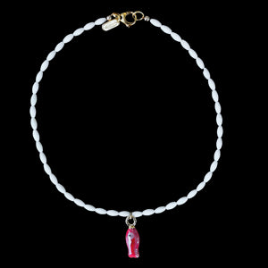 White Beaded Fish Necklace