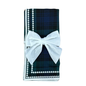 White Bow Velvet Napkin Ties, Set of 4