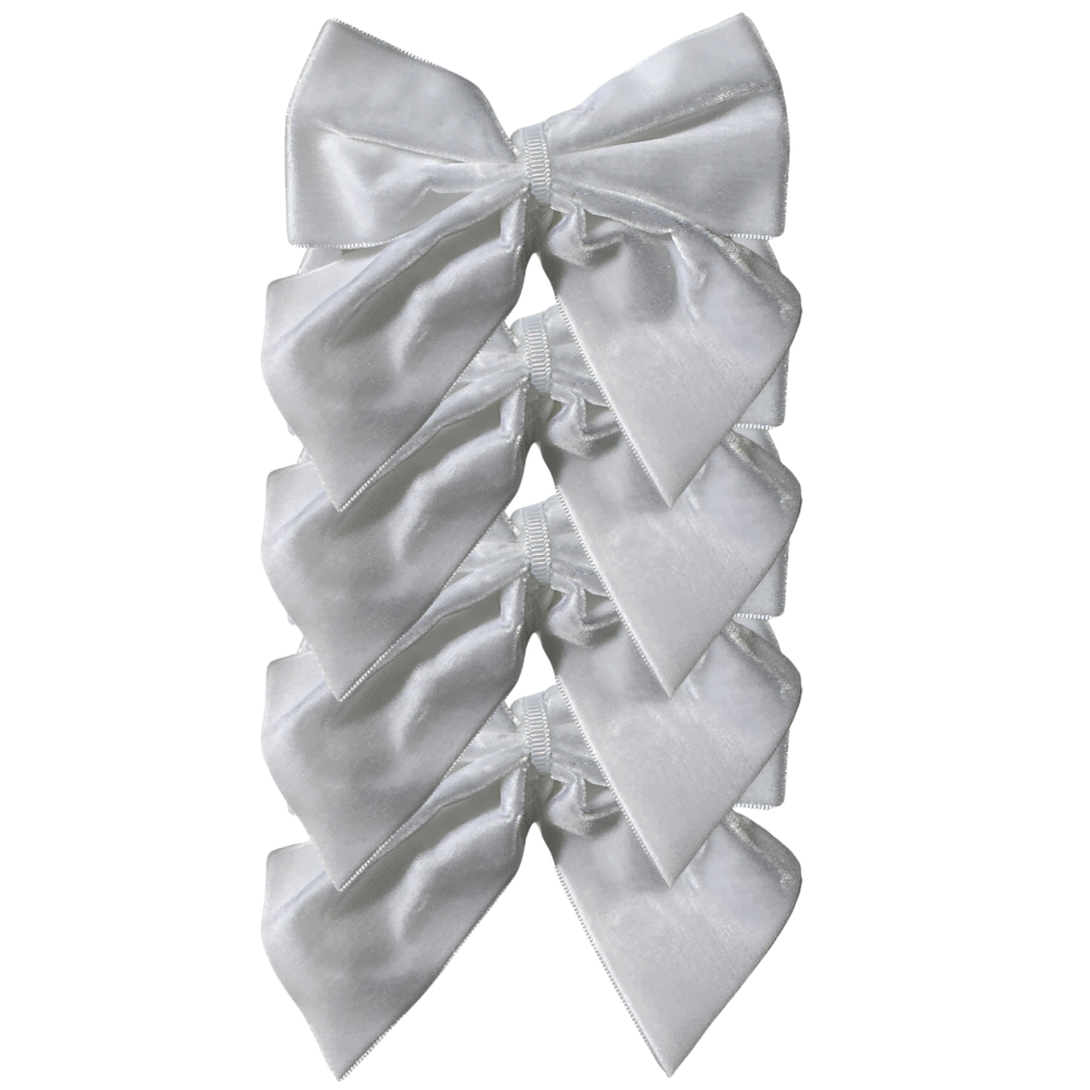 White Bow Velvet Napkin Ties, Set of 4