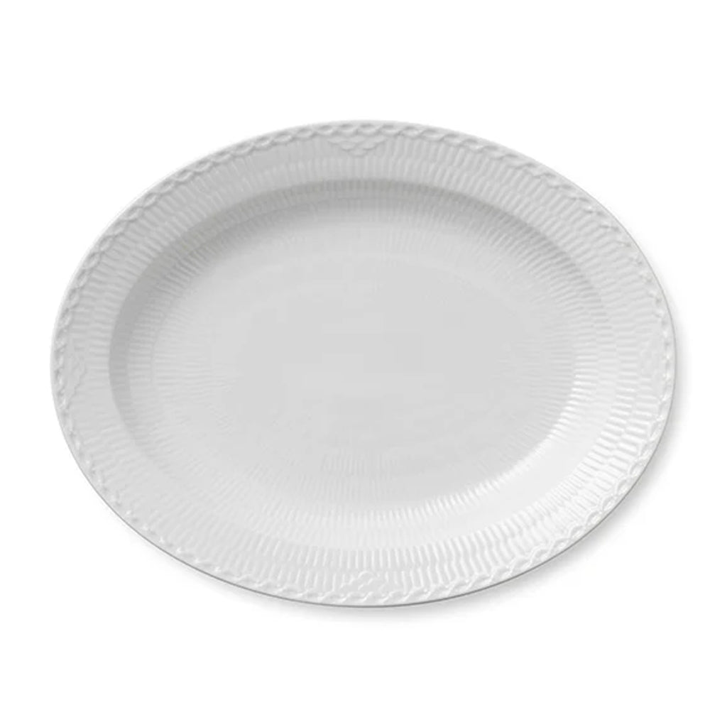 White Fluted Half Lace Dish Oval 36.5cm 14.37"
