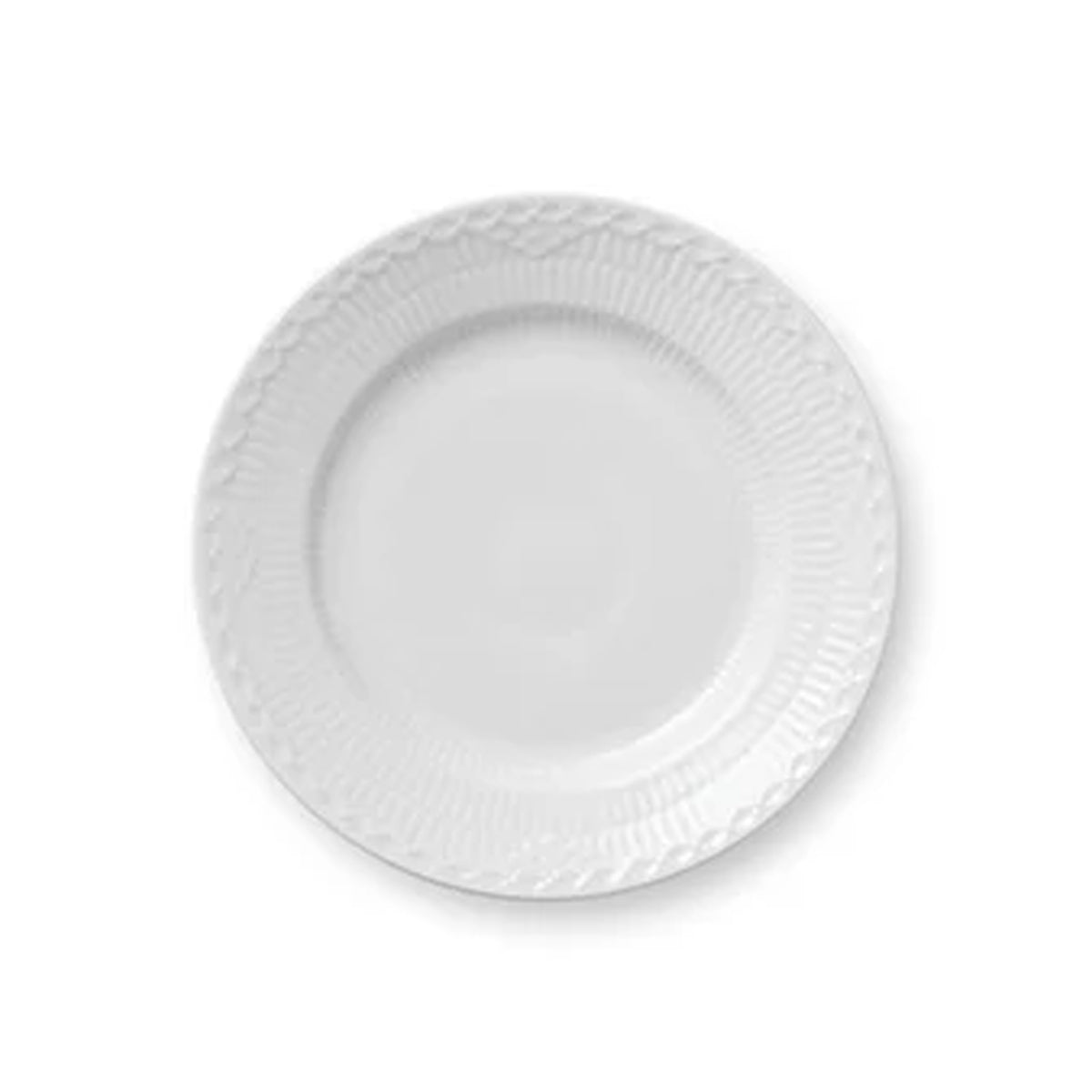 Front view of White Fluted Half Lace Plate showcasing fluted rim and lace edge with a white background