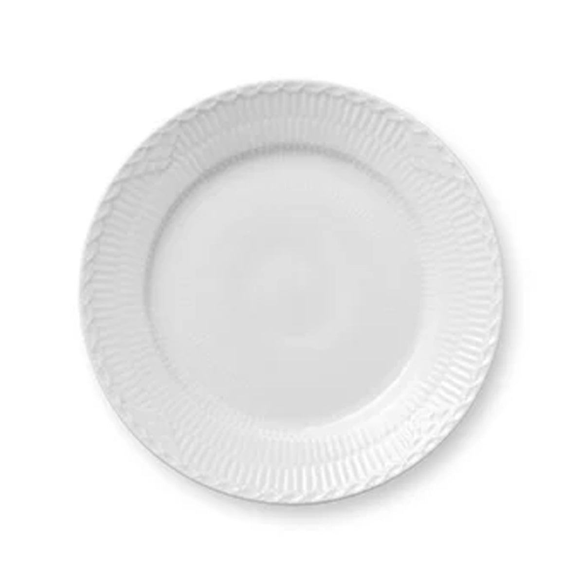 Overhead view of White Fluted Half Lace Plate showcasing fluted and lace edge detail with a white background