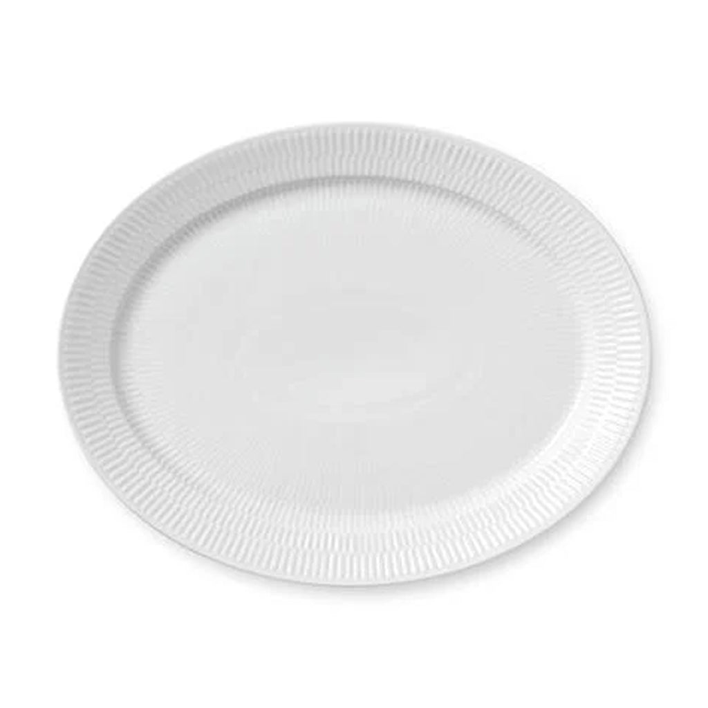 White Fluted Oval Platter 13.5"