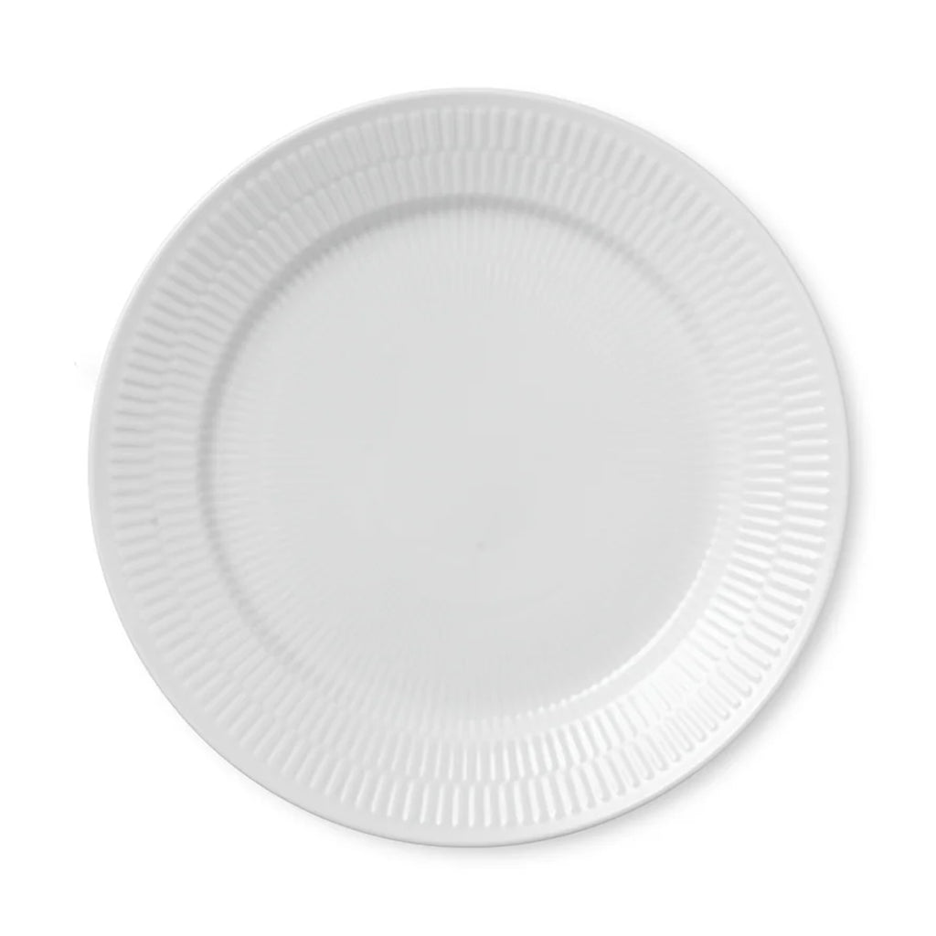 White Fluted Plate 9.84in