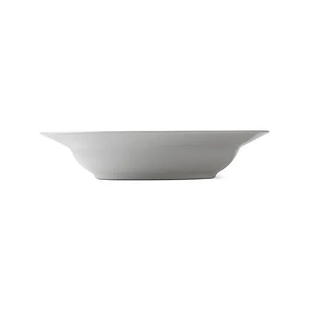 Side view of White Fluted Rim Soup Bowl 8.25 inch showcasing its fluted rim and porcelain design with a white background