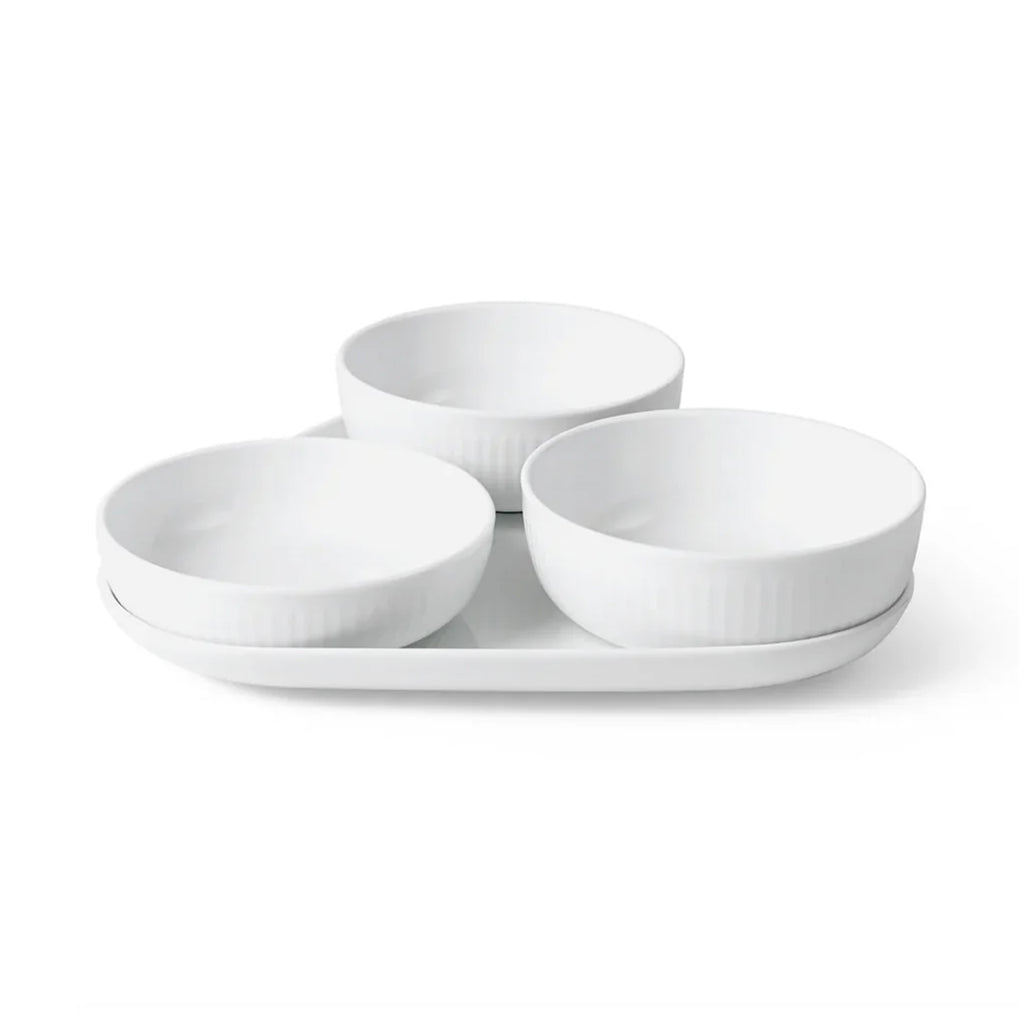 White Fluted Serving Set 4Pc