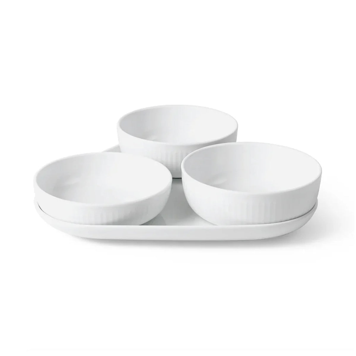 White Fluted Serving Set 4Pc