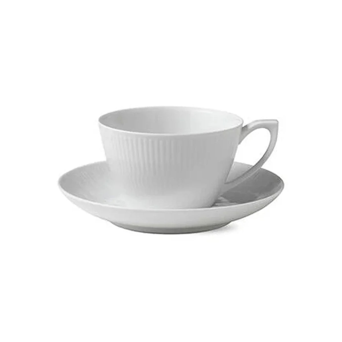White Fluted Tea Cup & Saucer 9.25 oz