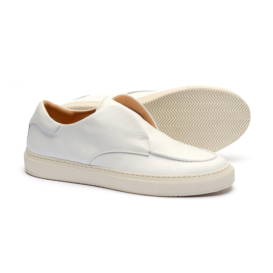 Men's White Pebbled Leather Pitti Sneaker