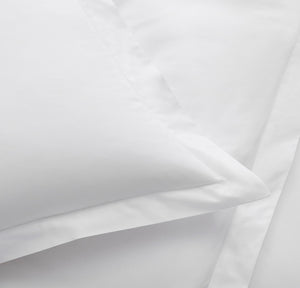 Percale Hemmed Duvet Set in White