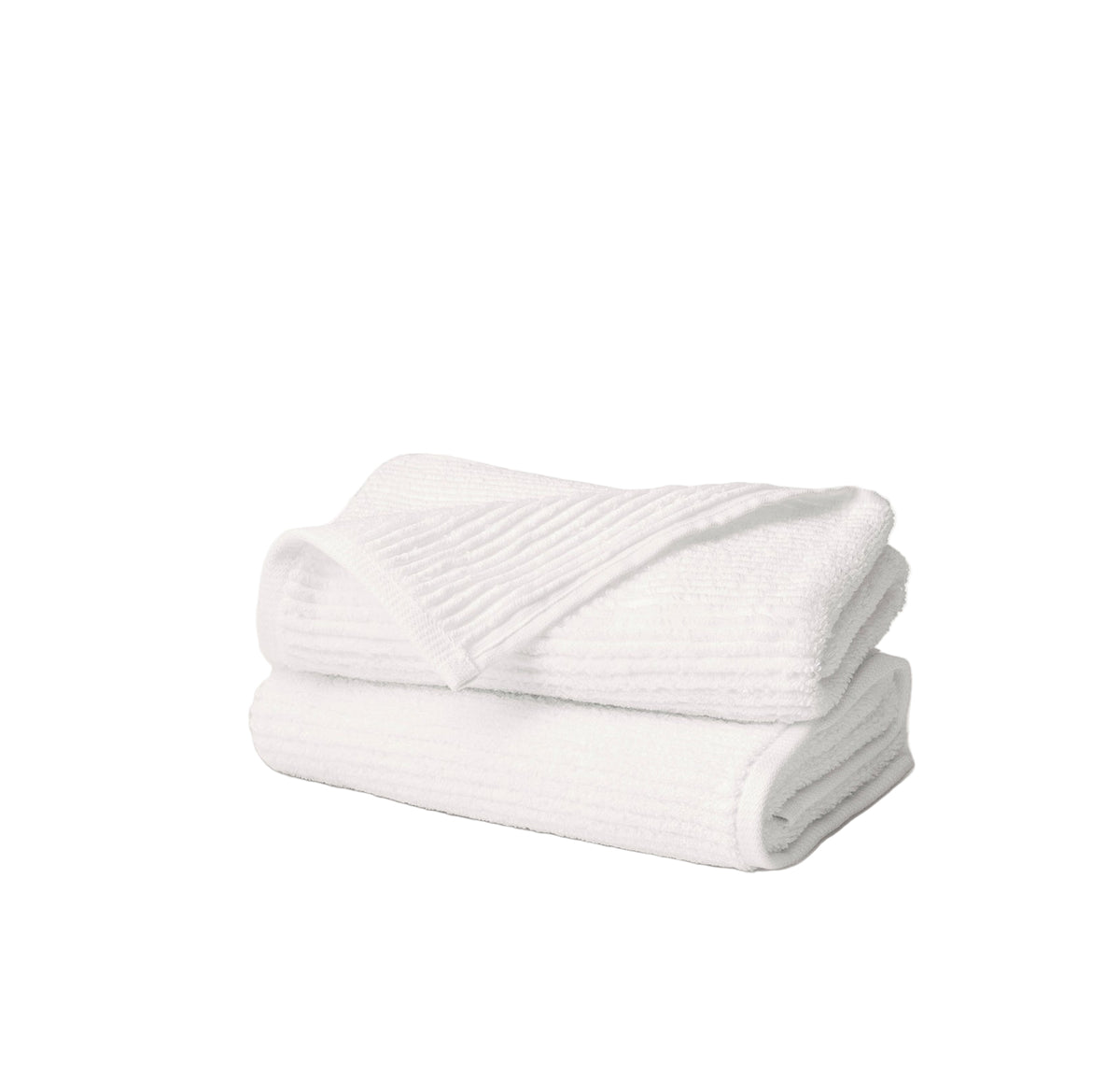 Turkish Ribbed Hand Towel in White, Set of 2