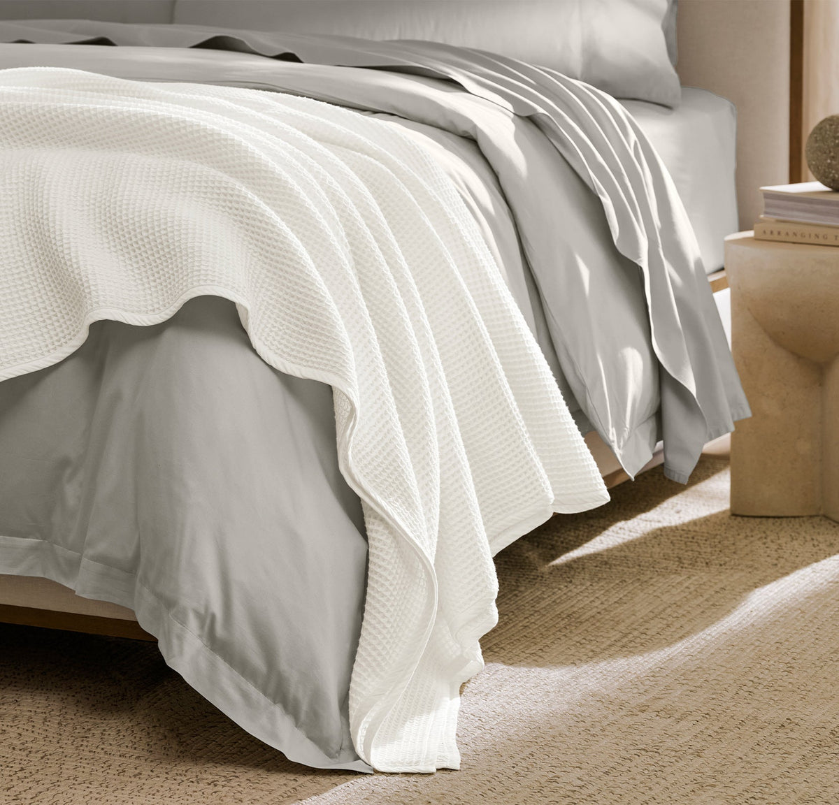 Waffle Bed Blanket in White