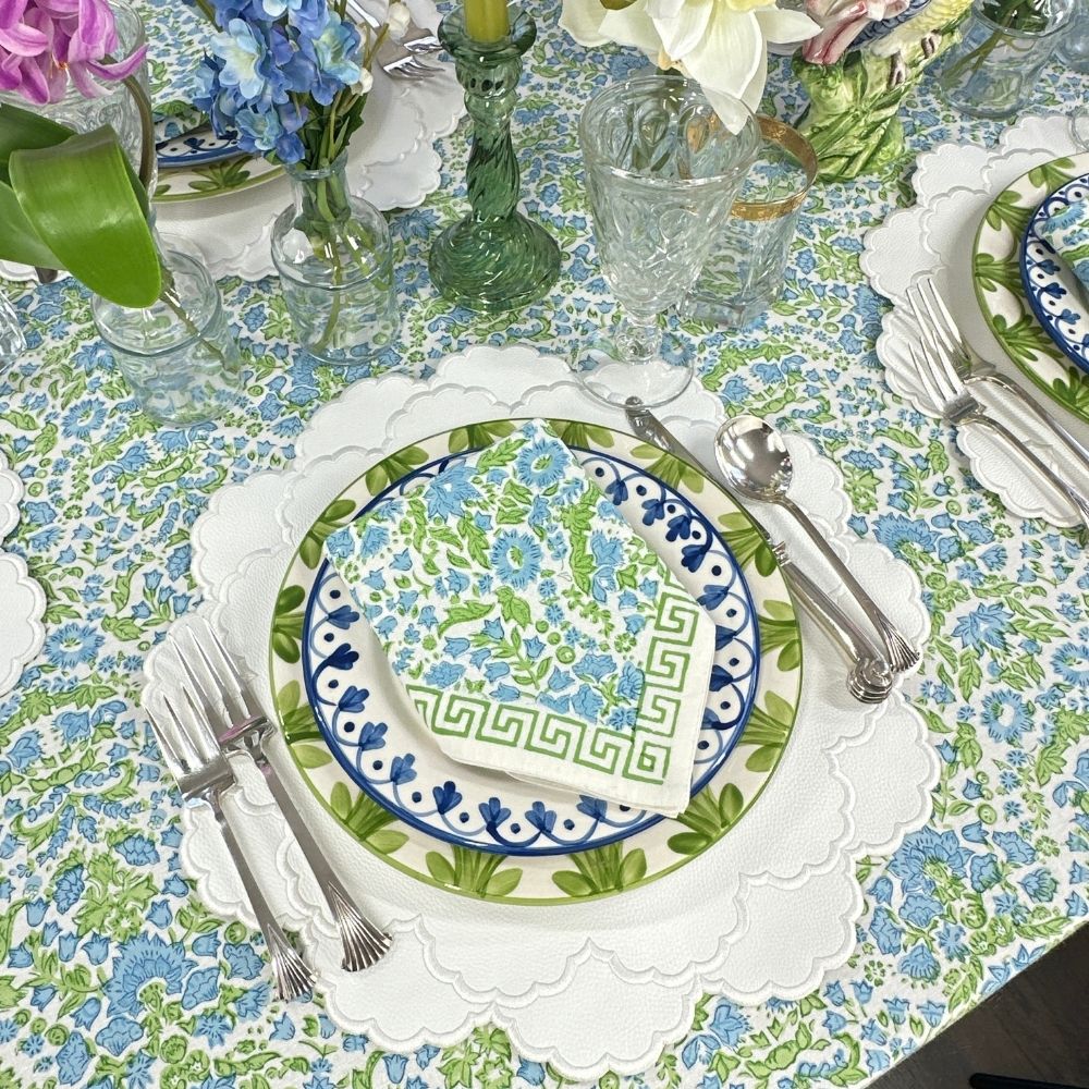 Larkspur & Bramble Napkin in Blue and Green, Set of 4