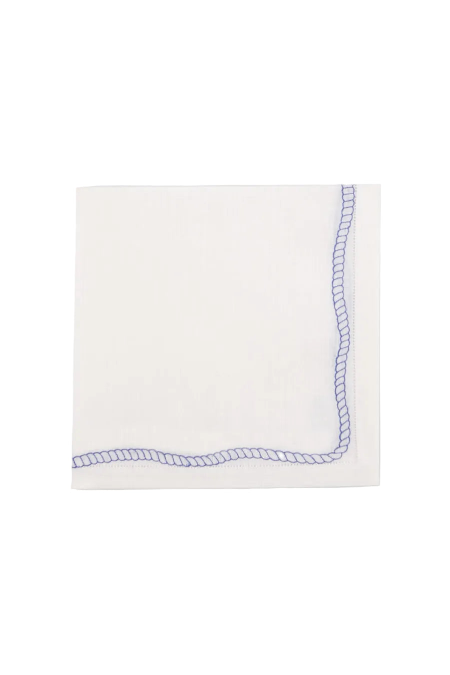Bowline Linen Napkin in White with Navy