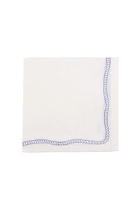 Bowline Linen Napkin in White with Navy