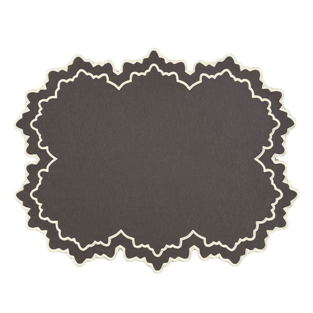 Cloth cocoa luxury placemat with white embroidery