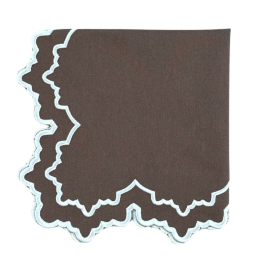 Cloth cocoa luxury napkin with white embroidery