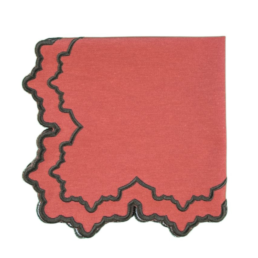 fall table linens pumpkin scalloped napkin with brown embroidery