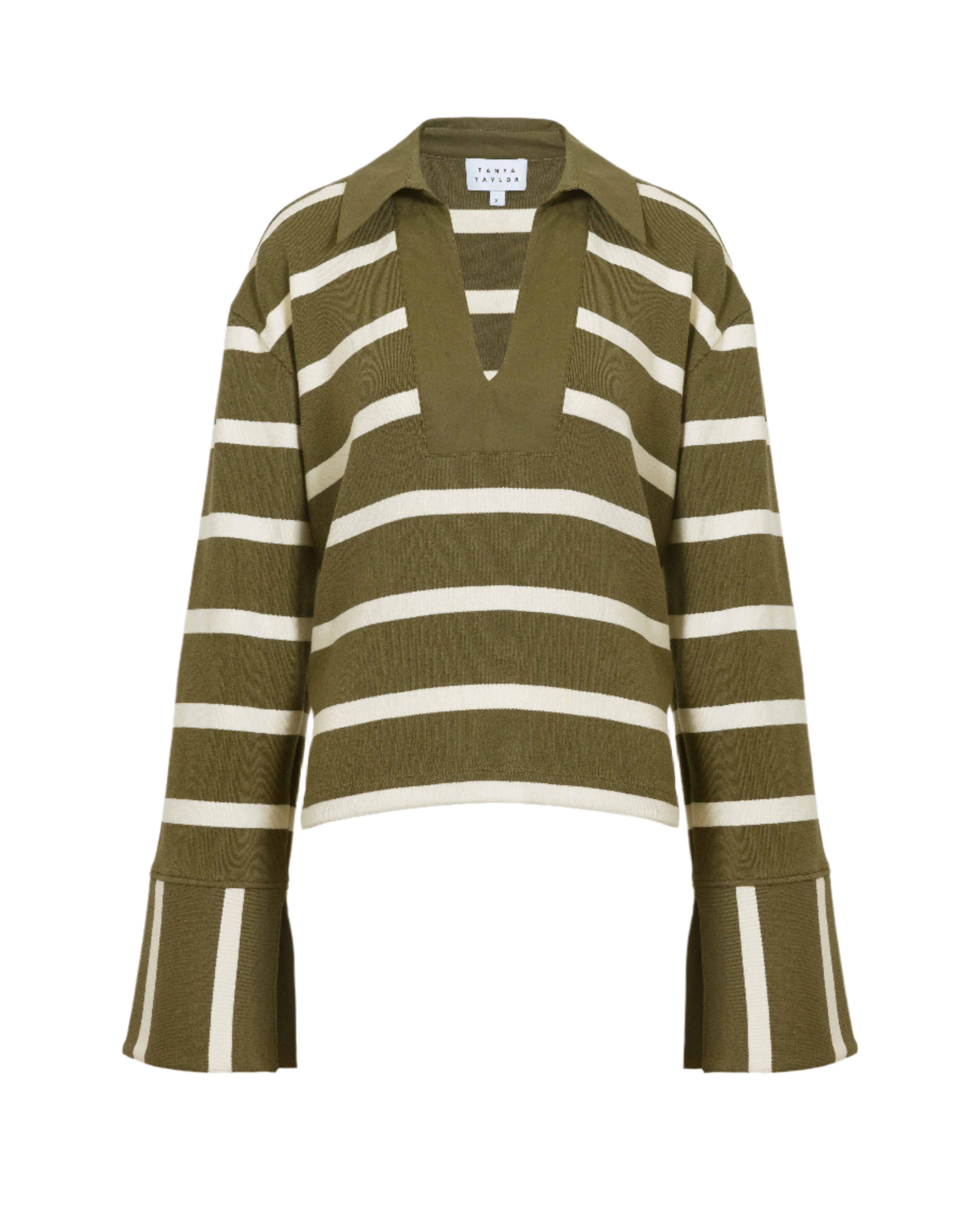 Whitney Top in Fern & Cream Wide Stripe