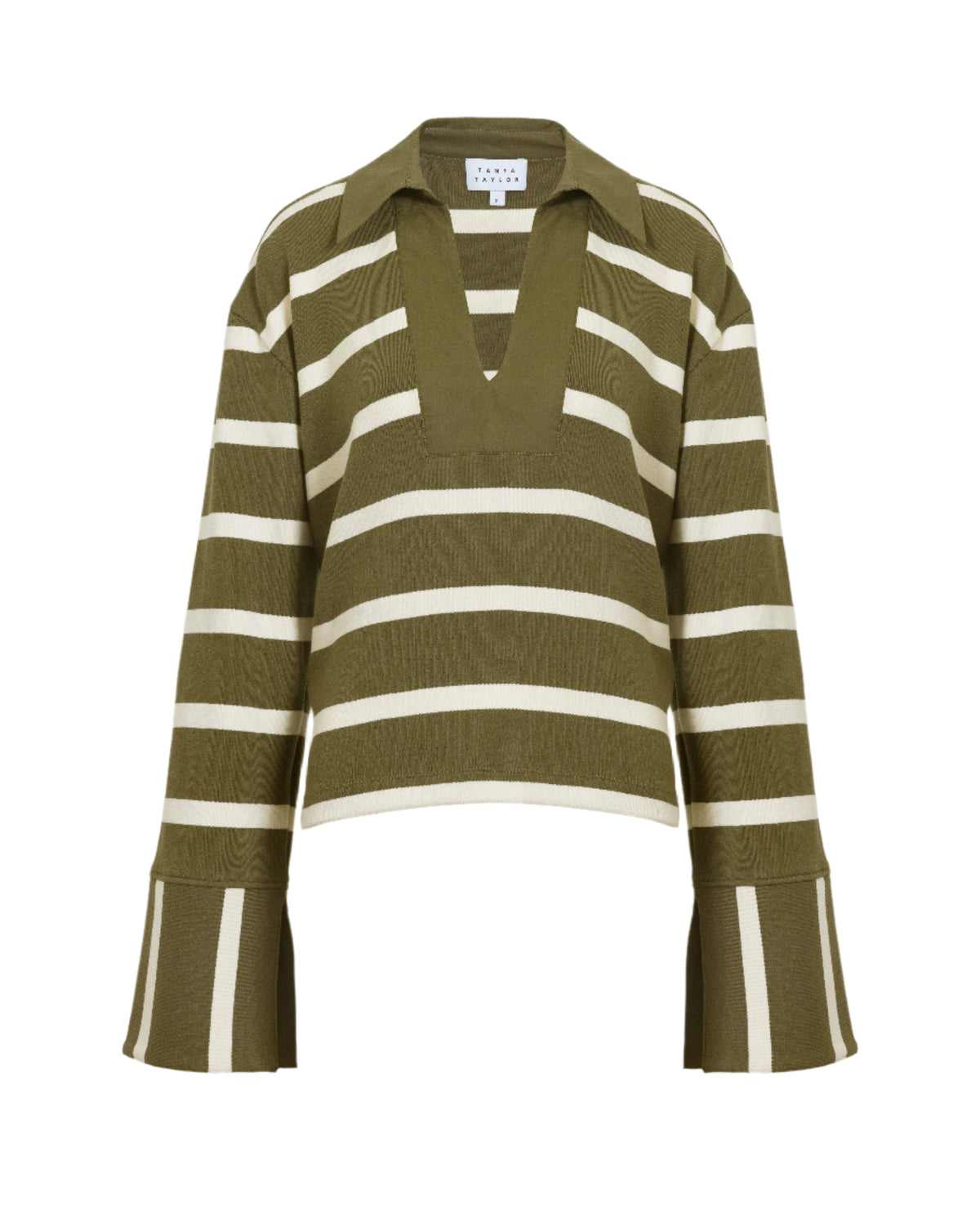 Whitney Top in Fern & Cream Wide Stripe