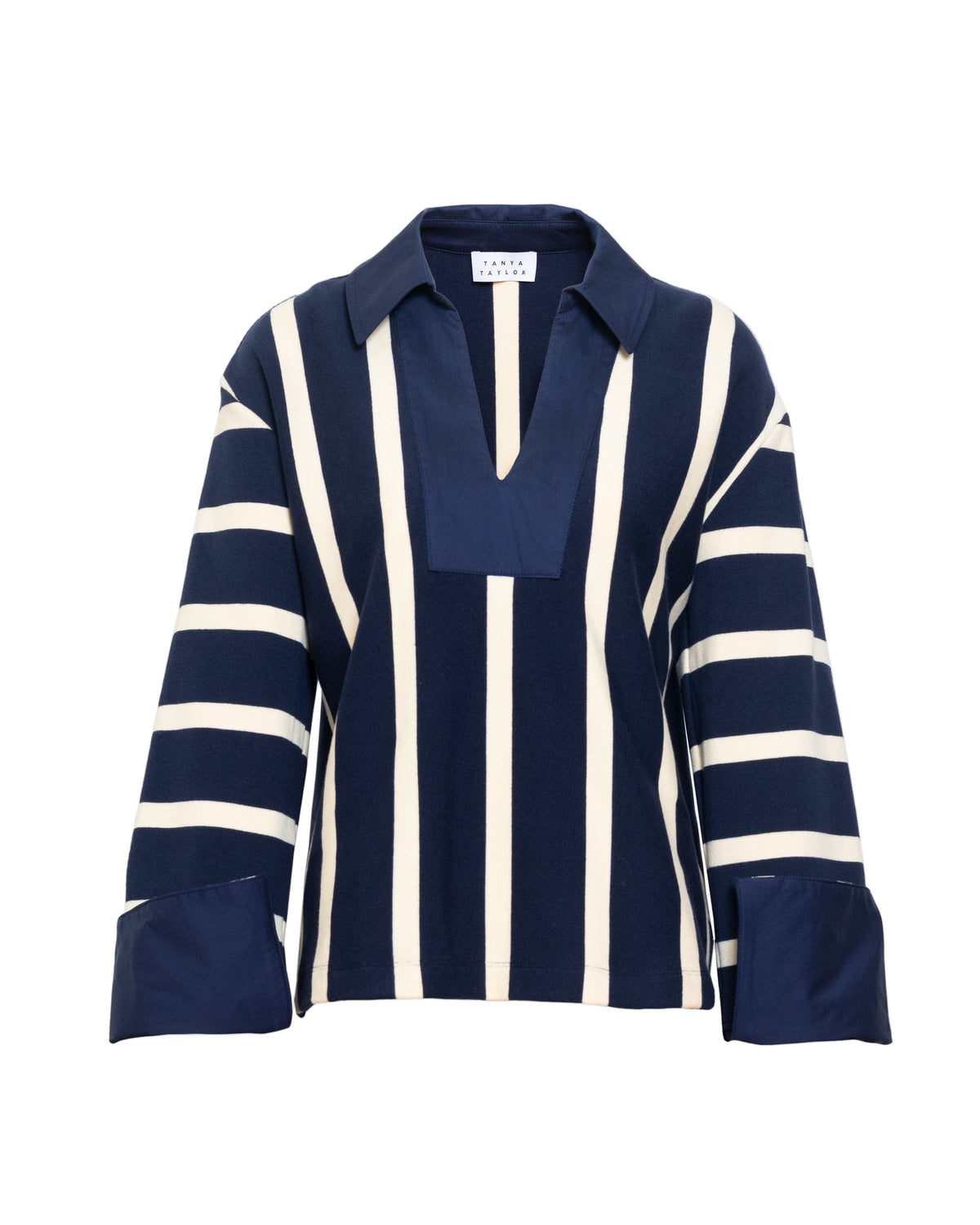 Whitney Top in Maritime Blue & Cream Wide Stripe