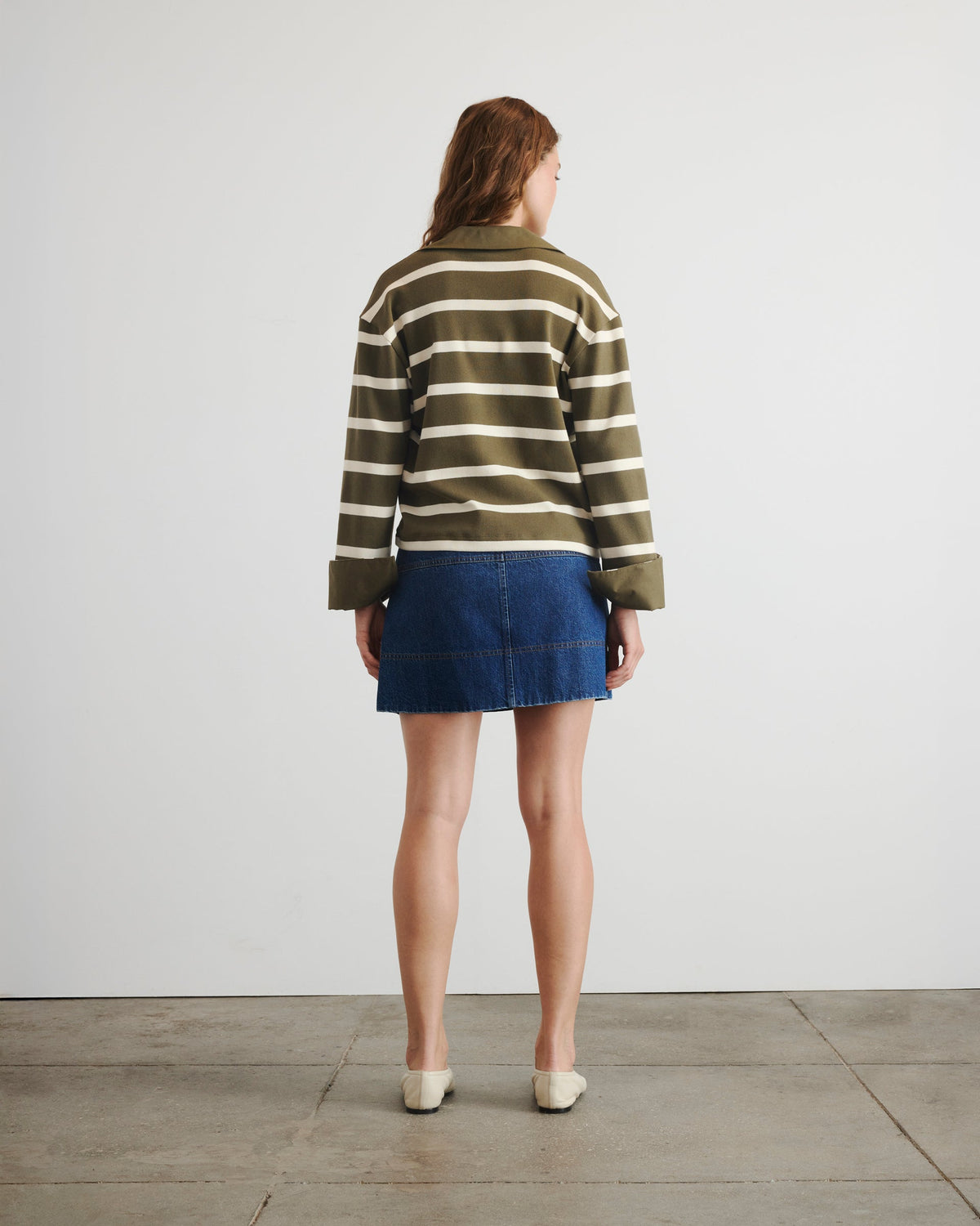 Whitney Top in Fern & Cream Wide Stripe