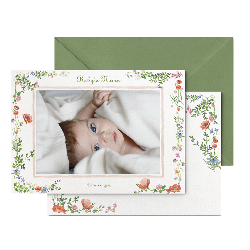 Wild Blooms Birth Announcement Photo, Set of 50