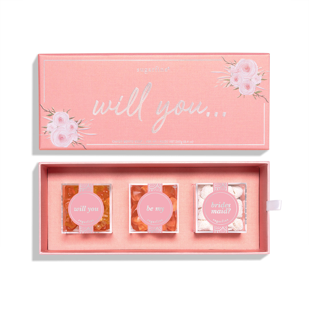 Will You Be My Bridesmaid Preset 3 Piece Candy Bento Box