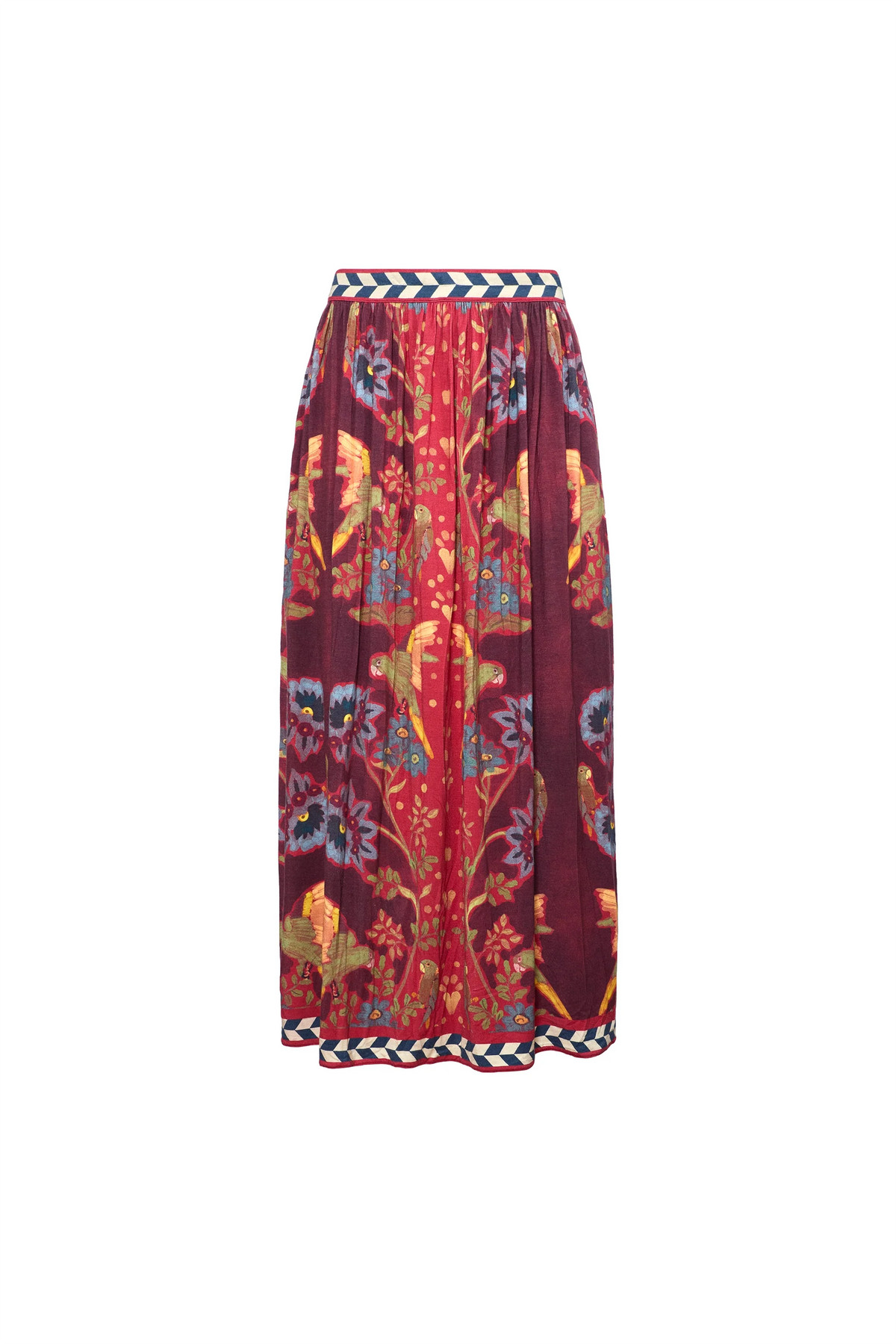 Wimberly Skirt in Birds of a Feather Maroon