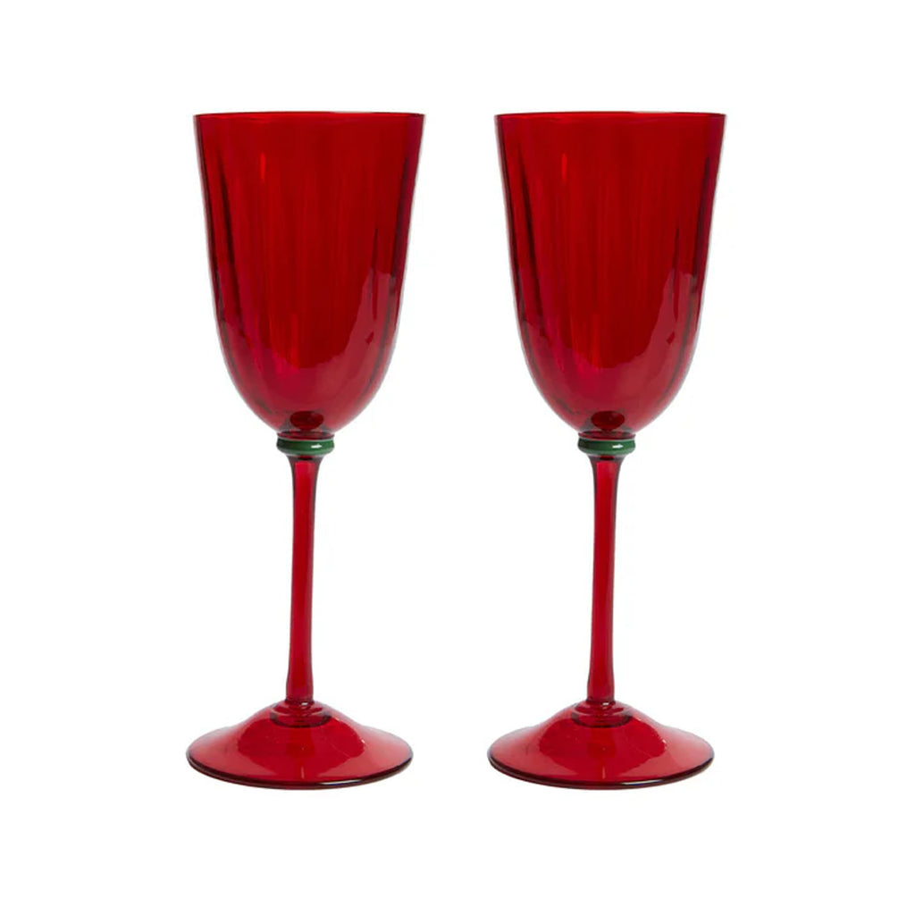 Wine Rainbow Glasses in Red, Set of 2