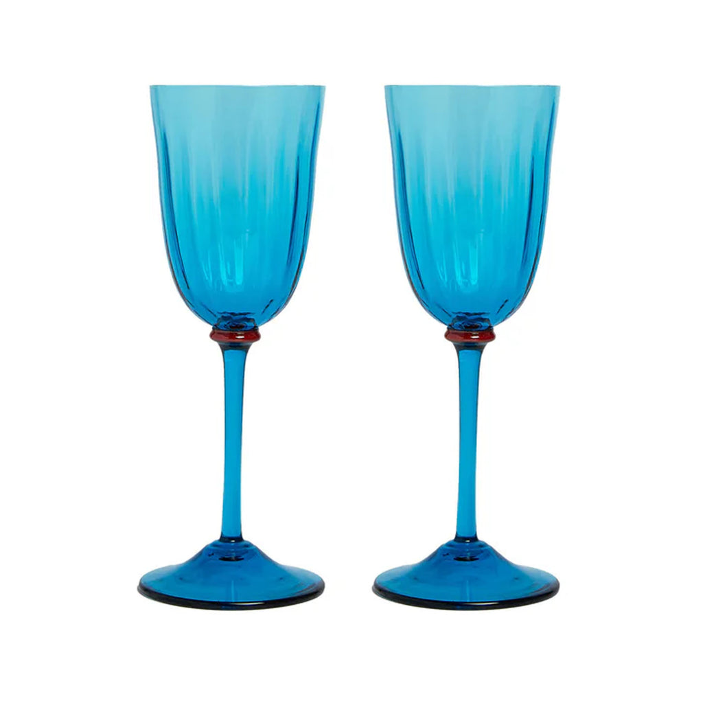 Wine Rainbow Glasses in Turquoise, Set of 2