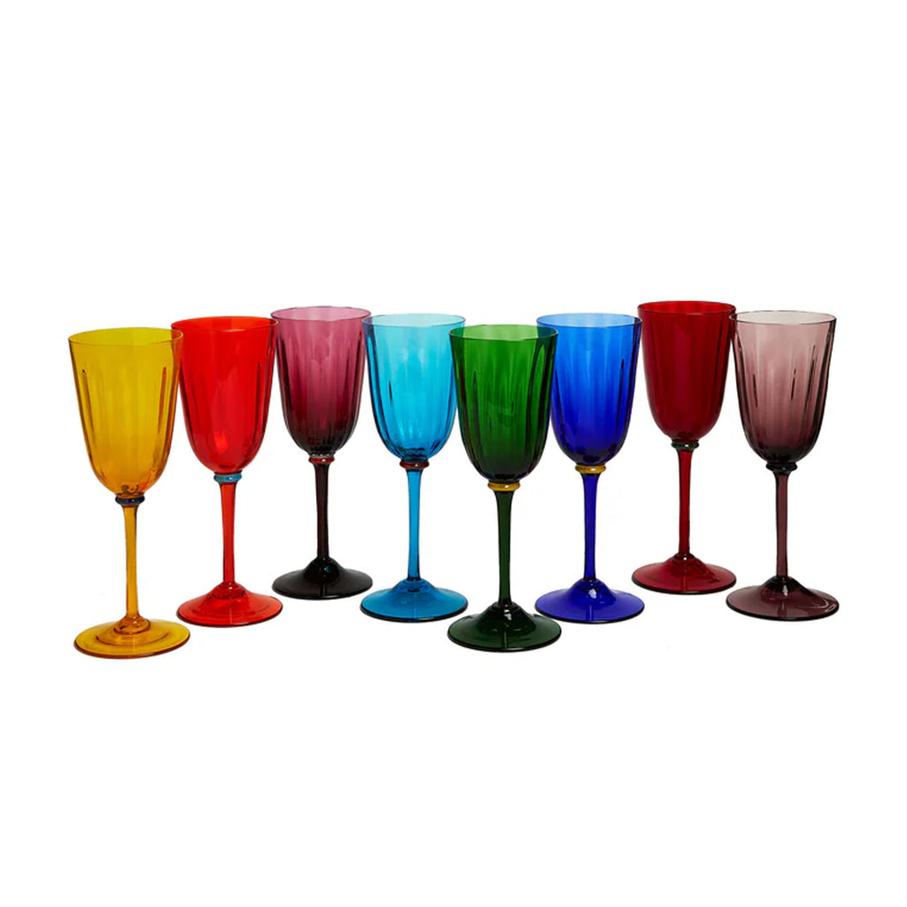 Wine Rainbow Glasses in Mix Multicolor, Set of 8