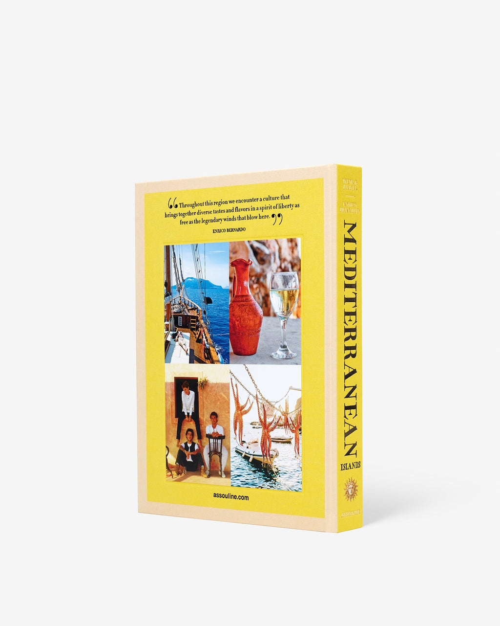 Wine & Travel Mediterranean Islands: Assouline book with slipcase on white background.