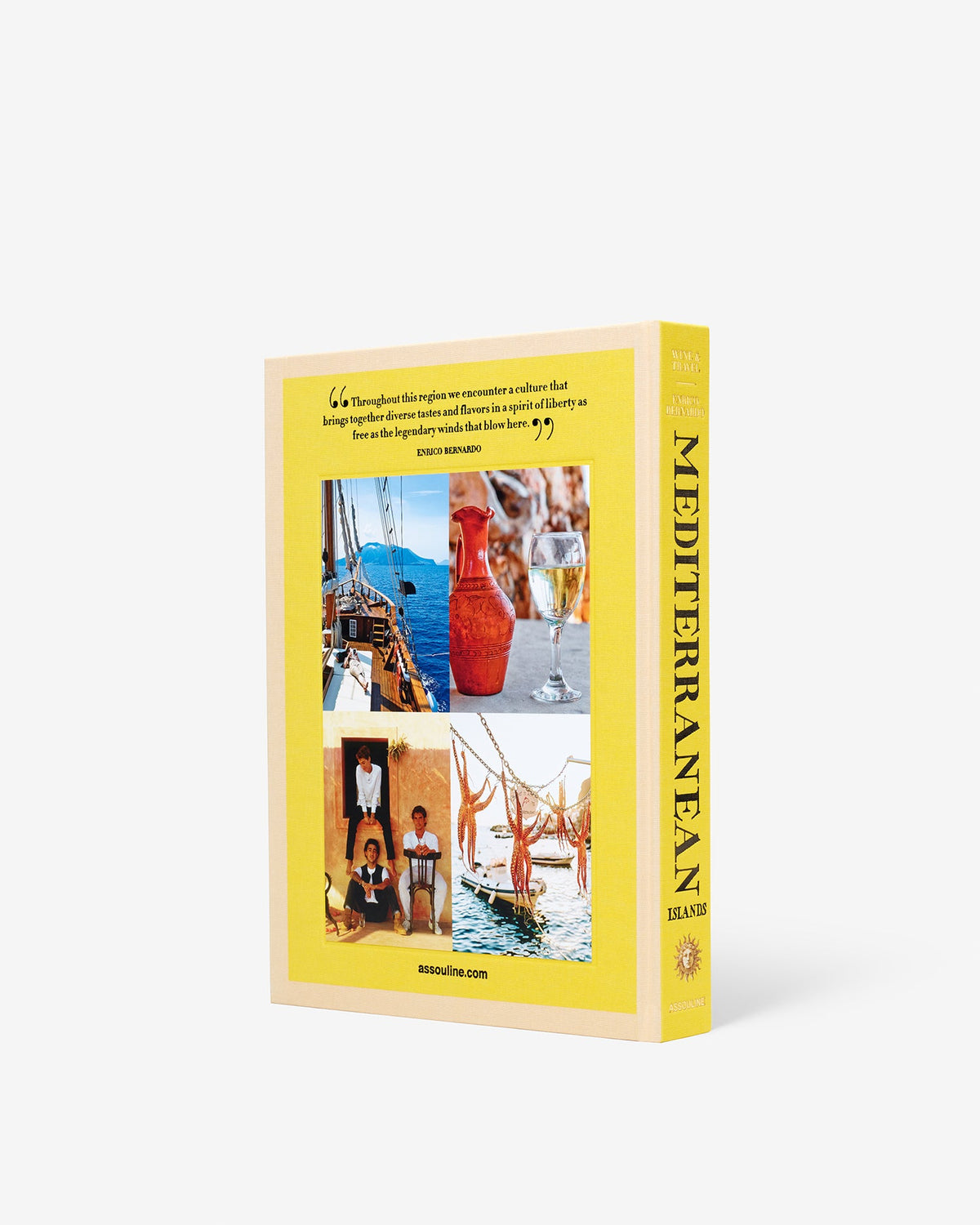 Wine & Travel Mediterranean Islands: Assouline book with slipcase on white background.