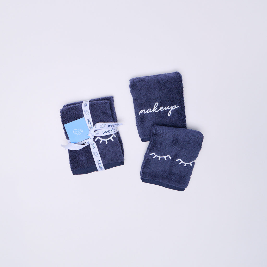 Makeup Towels in Navy, Set of 2