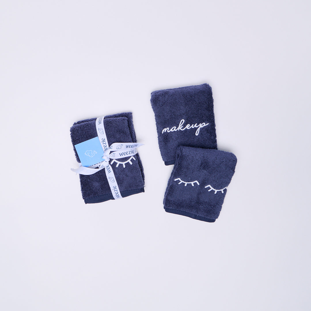 Makeup Towels in Navy, Set of 2