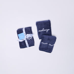 Makeup Towels in Navy, Set of 2