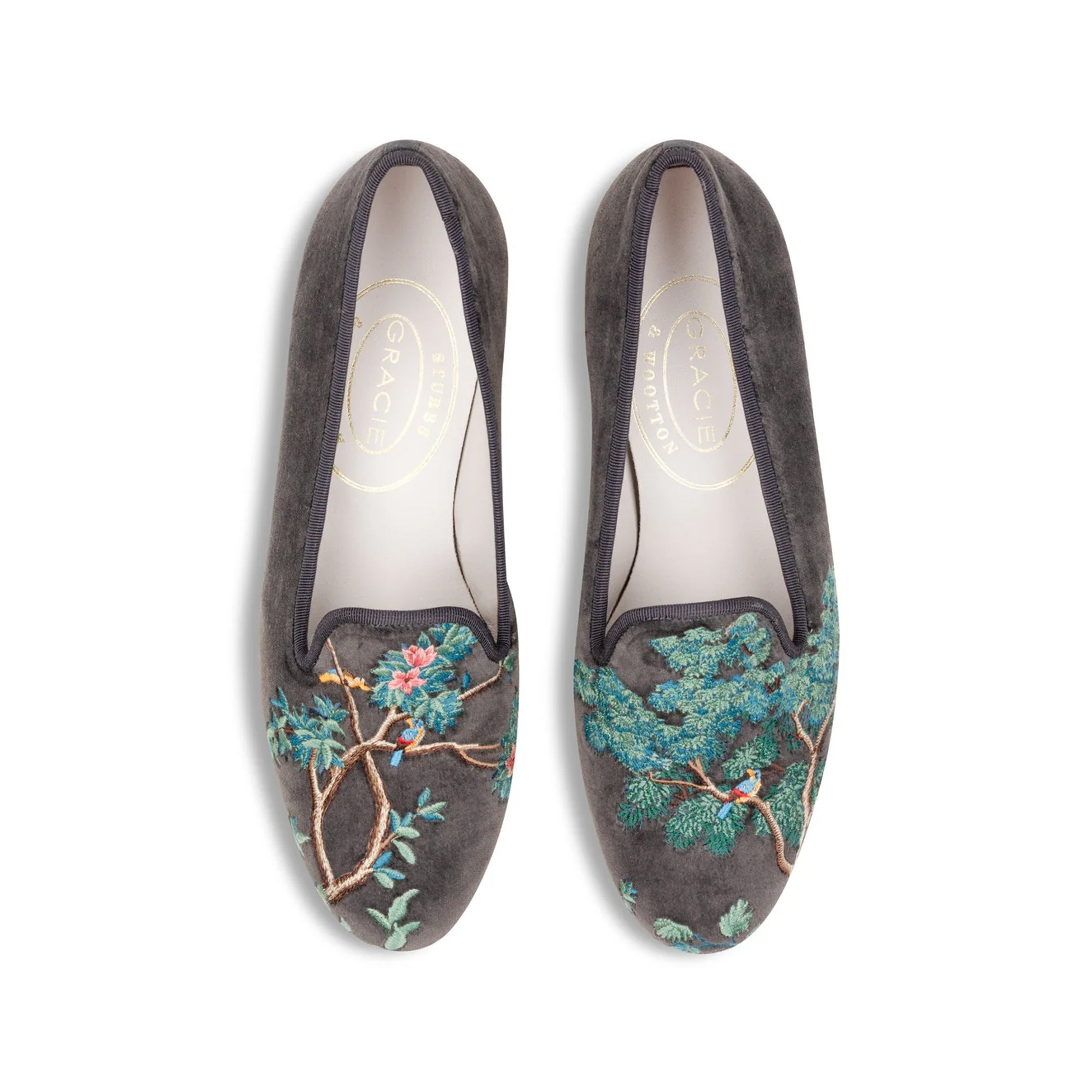 Winter Garden Charcoal Velvet Slipper