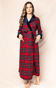 Women’s Imperial Tartan Long Robe with Velvet Trim